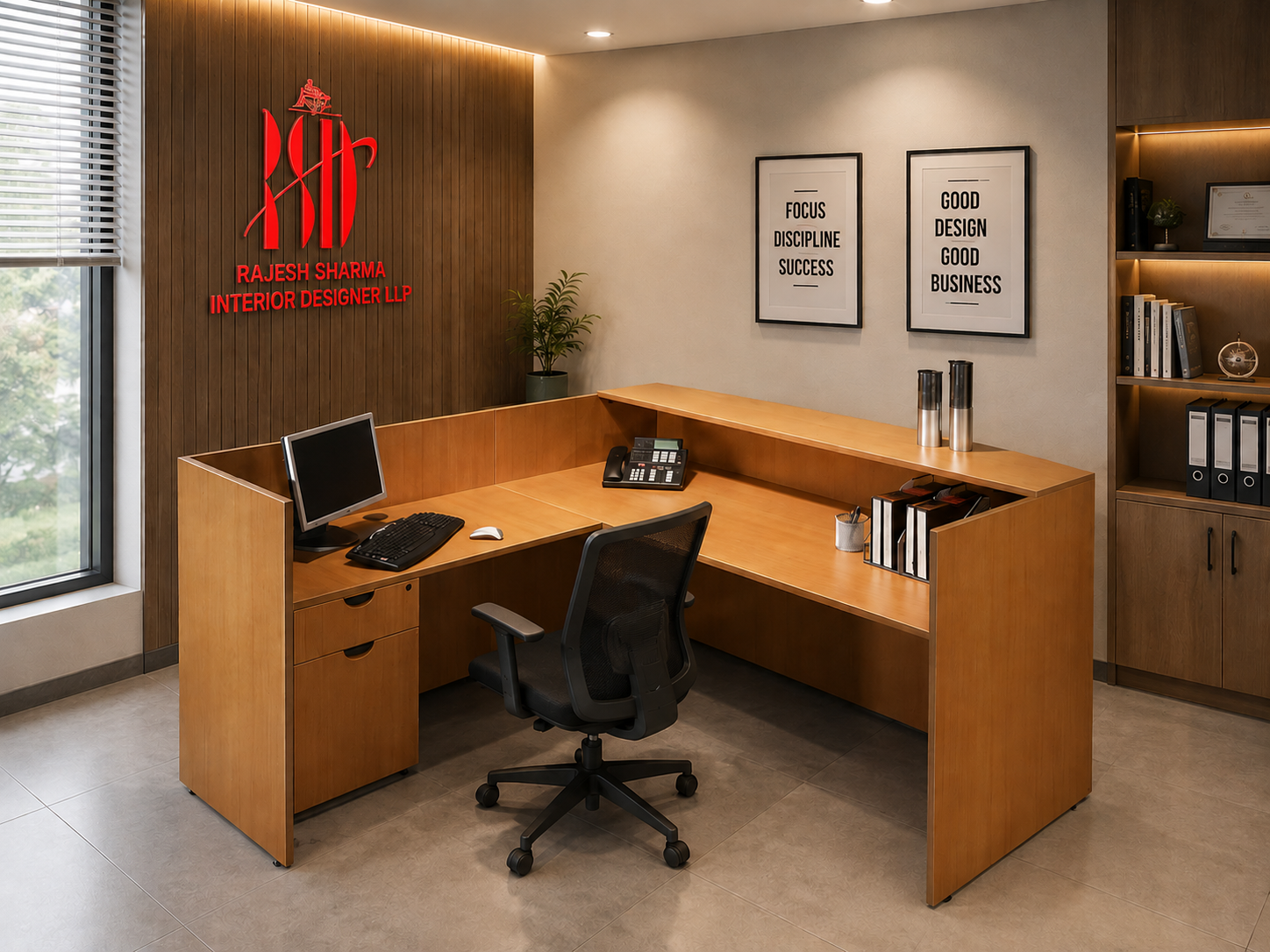 Woodsman Modern L-Shaped Executive Desk