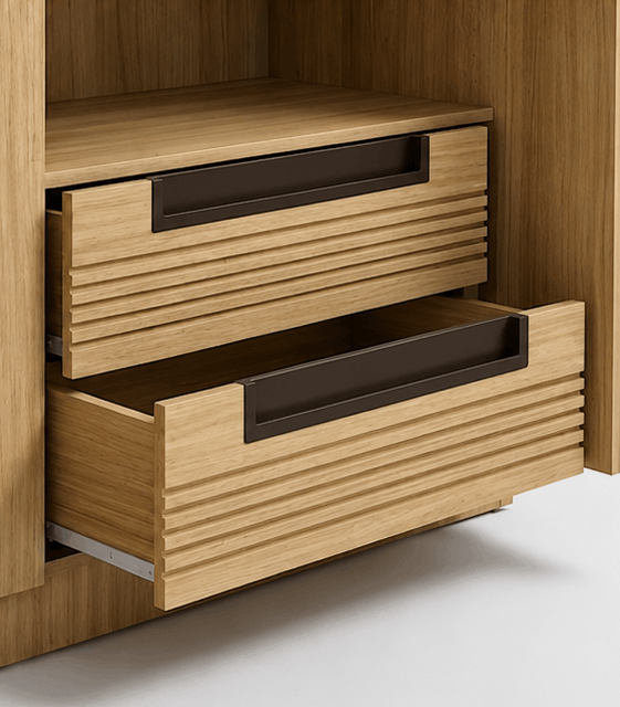 Modern Design 2 Door Wardrobe with Drawers – Honey Oak with Chocolate Accents image 7