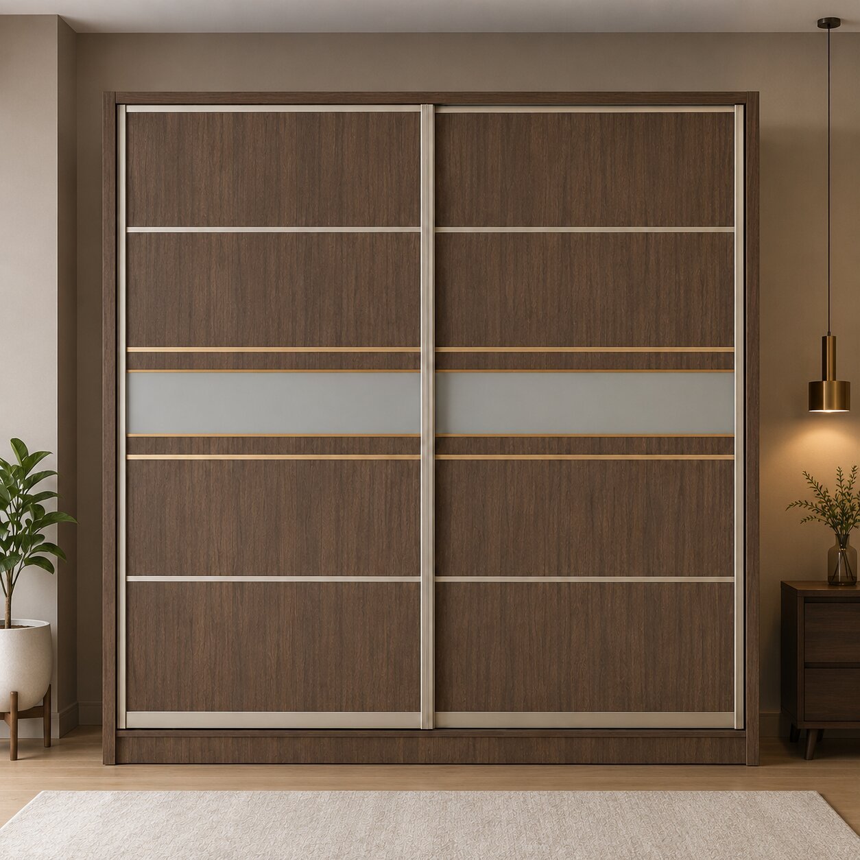 Sliding Door Wardrobe – Bitter Chocolate & Champagne Finish image 3