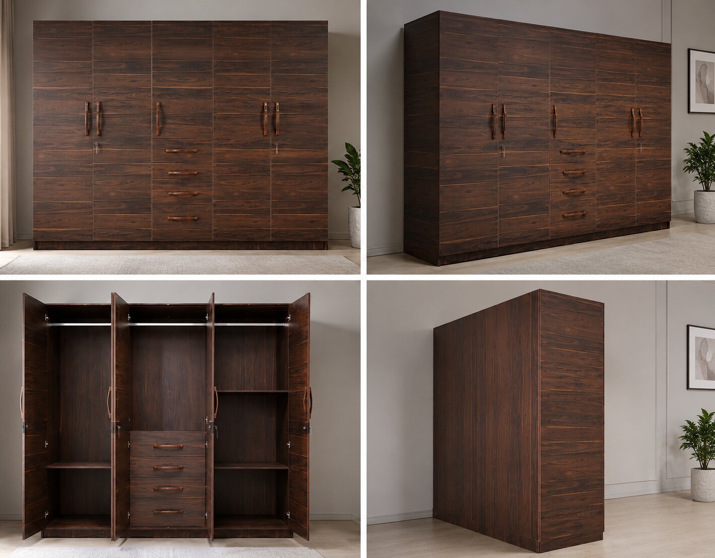 Premium 5-Piece Full Room Furniture Set – Walnut & Cream image 3