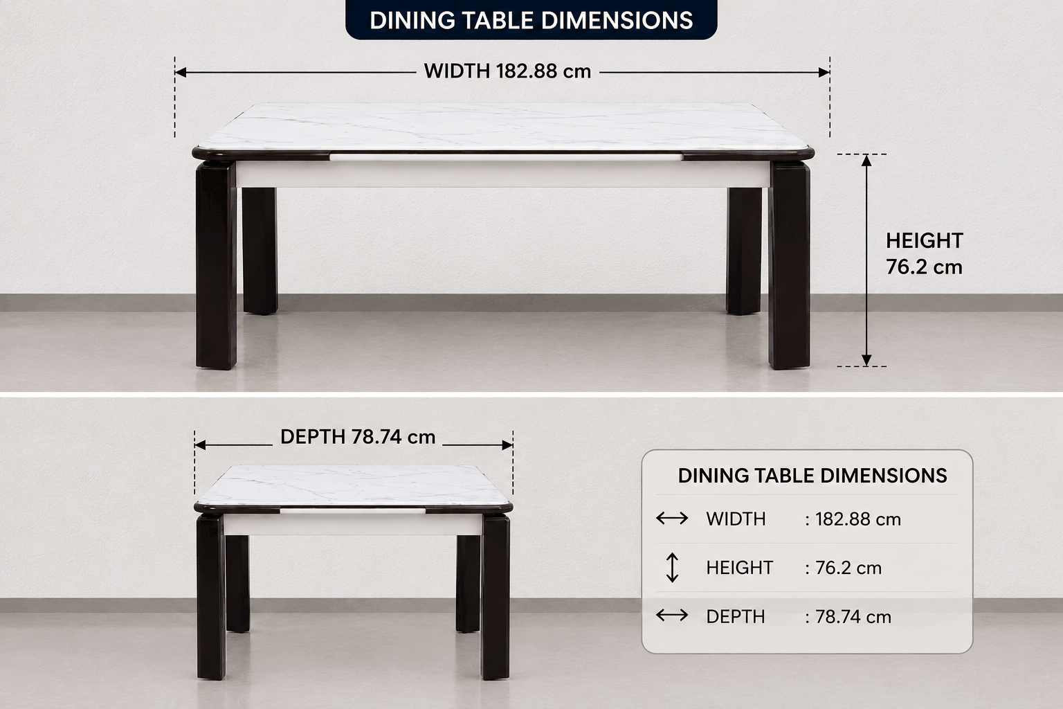 Woodsman Marble Dining Set: Dark Walnut Brown & Marble White image 4