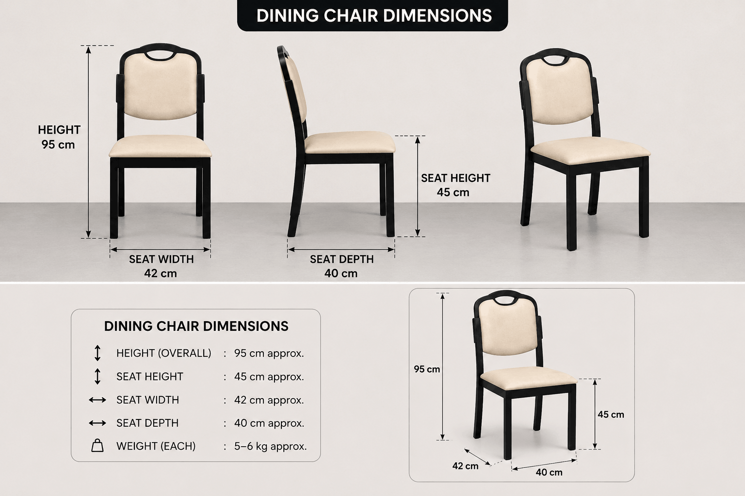 Woodsman Marble Dining Set: Matte Black & Warm Ivory image 3