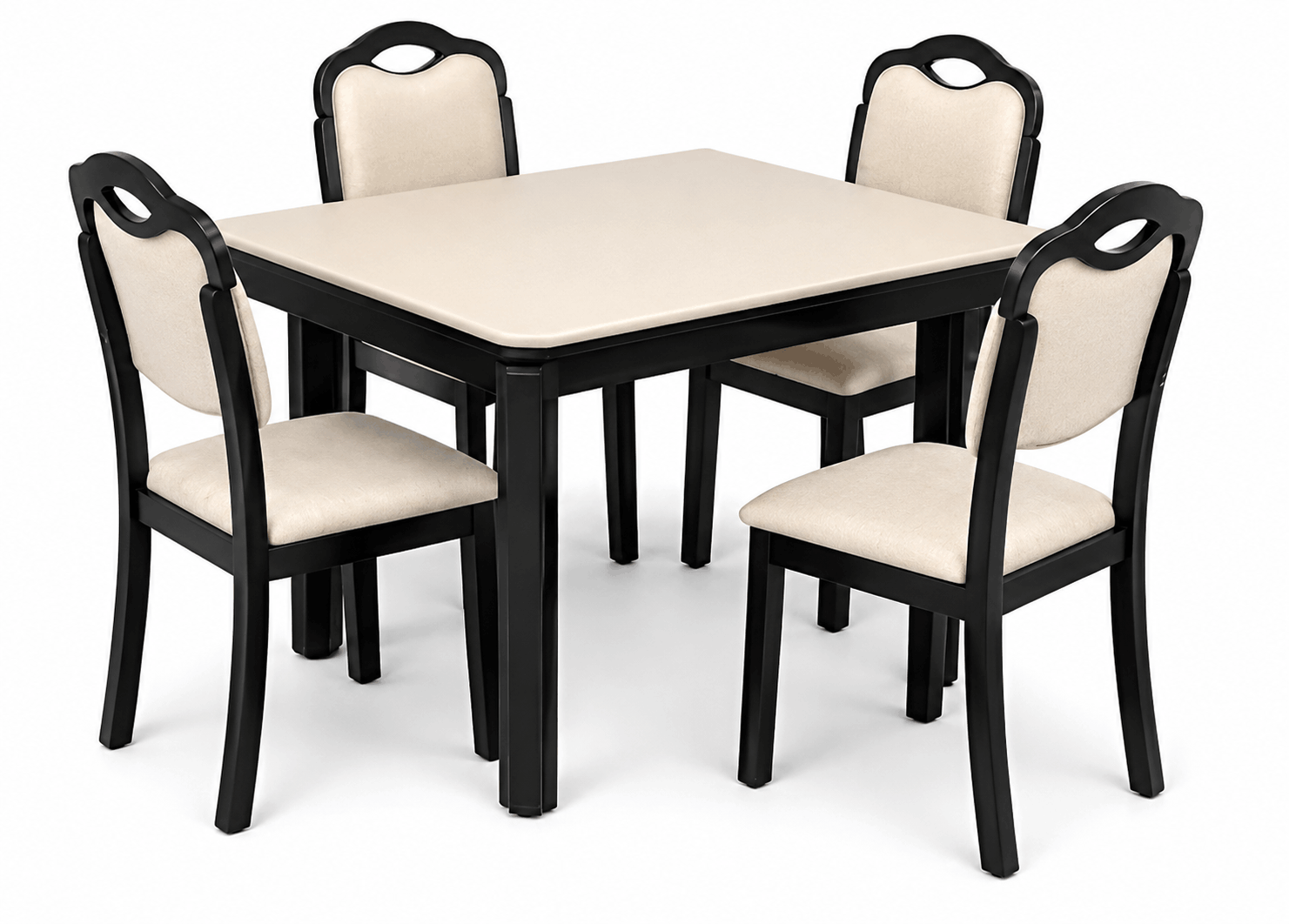 Woodsman Marble Dining Set: Matte Black & Warm Ivory image 4