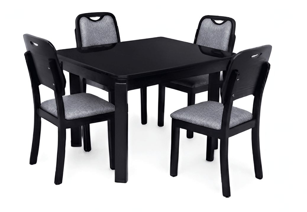 Woodsman Marble Dining Set: Matte Black & Charcoal Grey image 2