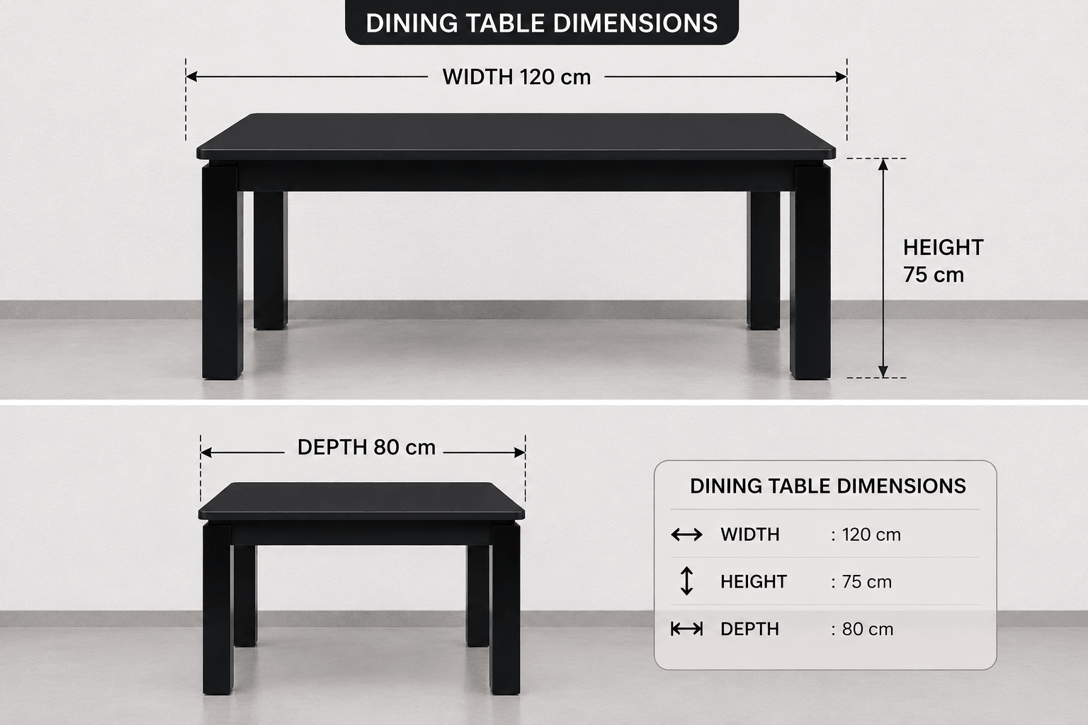Woodsman Marble Dining Set: Matte Black & Charcoal Grey image 3