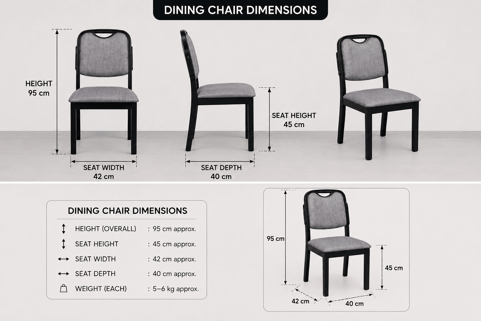 Woodsman Marble Dining Set: Matte Black & Charcoal Grey image 4