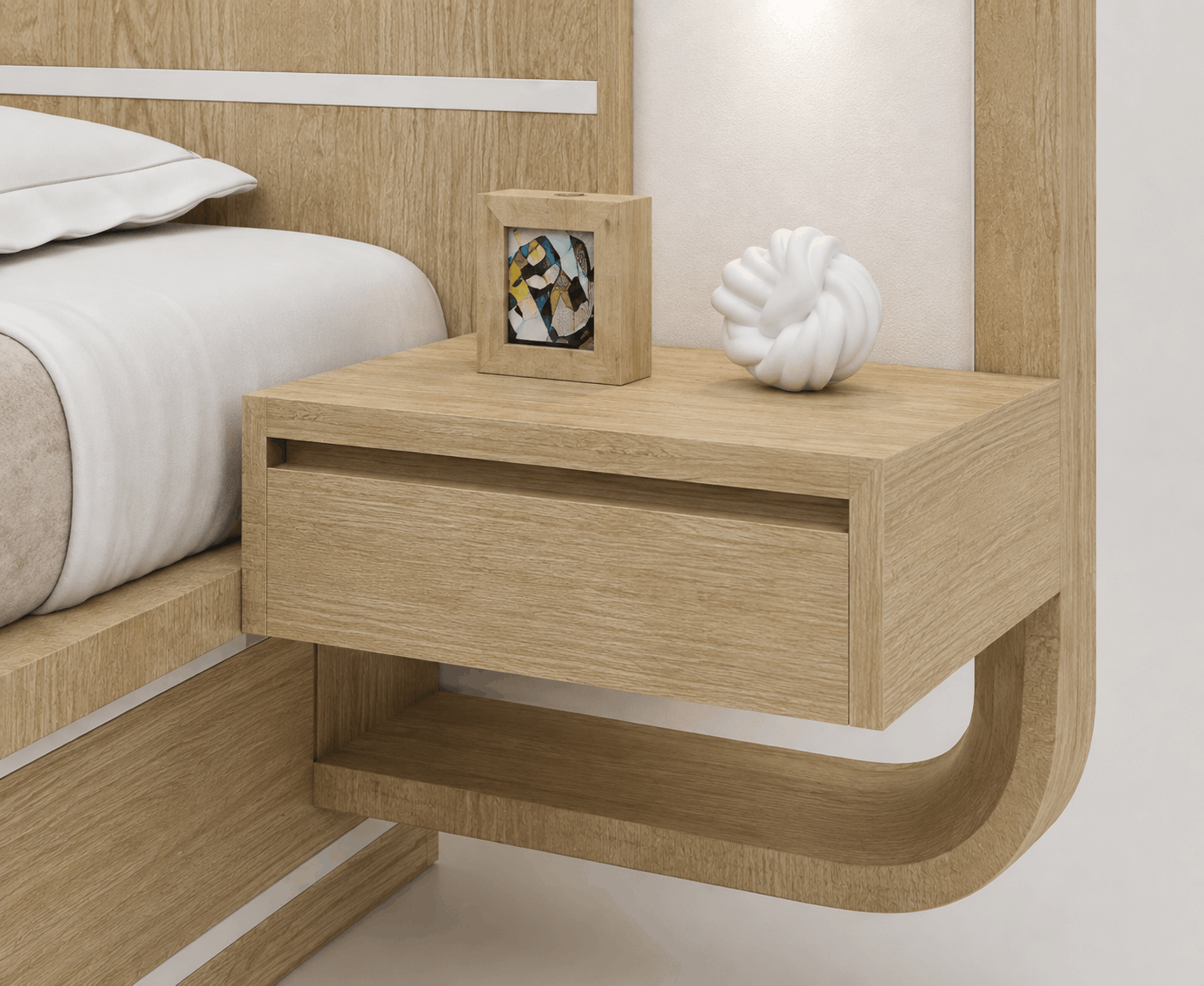 Woodsman King Size Bed with Attached Side Table image 6